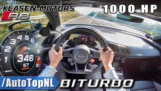 1000HP AUDI R8 V10 PLUS BiTURBO  Klasen Motors 346kmh AUTOBAHN POV by AutoTopNL [upl. by Sucy]