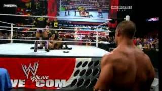 WWE RAW 101810 John Cena amp Randy Orton vs Husky Harris amp Michael McGillicutty 22 HQ [upl. by Adnohsar]