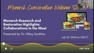 Monarch Conservation Webinar Series Monarch Research amp Restoration Collaborations in the West 724 [upl. by Smeaj657]