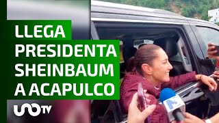 A las 1450 el convoy de la presidenta llegó a Acapulco ya tuvo contacto con damnificados [upl. by Demitria]