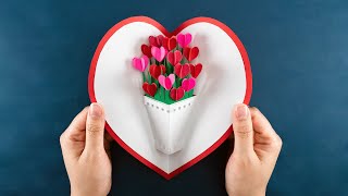 DIY Valentine Pop up Card  3D Heart Pop up Card  Pop Up Card Tutorial Paper Crafts [upl. by Aikram]