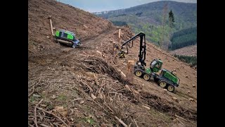 🌲John Deere 1270G • John Deere Logging • HarvesterAction • PCM Forst • Part1🌲 [upl. by Atsillac]