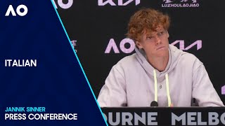 Jannik Sinner Press Conference in Italiano  Australian Open 2024 Quarterfinal [upl. by Jablon399]