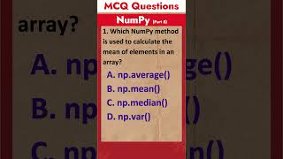 Part 5  NumPy MCQ Questions  Data Science MCQ Questions [upl. by Mosira]