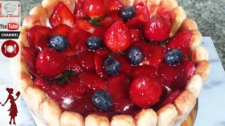 Recette Charlotte aux Fraises sans gélatine ❤️❤️شارلوت بالفرولة بدون جيلالتين [upl. by Isidor]