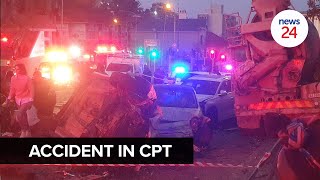 WATCH  Cement truck loses control on Cape Town road injuring at least 10 and causing power outage [upl. by Siol]