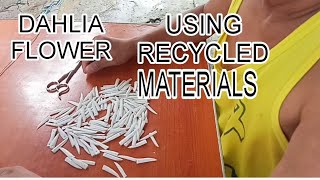 DIY DAHLIA FLOWER USING RECYCLE DRINKING STRAW AND PLASTIC BOTTLE [upl. by Darryl]