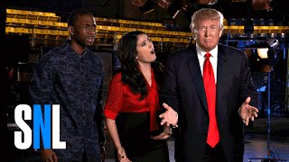 Host Donald Trump Shops Around SNL For A Running Mate [upl. by Ellinet512]