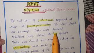 Report Writing NSSCamp  NSS Camp  Article On NSS Camp [upl. by Jamnes]