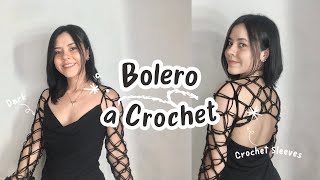 Bolero  Fishnet a Crochet🕸️🤍  Crochet Sleeves  Punto Salomón  ✨Merry [upl. by Yrneh]