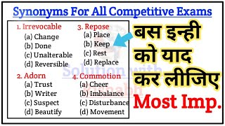 Most Important Synonyms for All Competitive ExamsSynonyms in EnglishImportant Synonyms in English [upl. by Ainav]