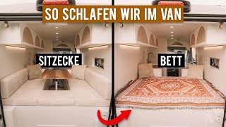 Sitzecke mit Tisch amp Bettfunktion im VAN ist fertig😍∙ Teil 2 ∙ DIY Campervan Selbstausbau 22 [upl. by Lyudmila]