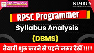 RPSC Programmer Complete Syllabus Analysis  RPSC Programmer 2024 Complete DBMS Syllabus Analysis [upl. by Oirtemed]