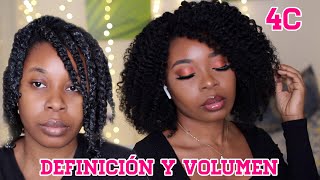 COMO DEFINIR EL CABELLO AFRO TEXTURA 4B  4C De Afro a Rizos 😍  cómo definir el cabello afro 4c [upl. by Nagiem]