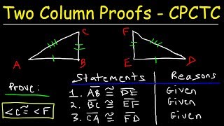 CPCTC Geometry Proofs Made Easy Triangle Congruence  SSS SAS ASA amp AAS Two Colmn Proofs [upl. by Otrebla]