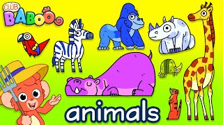 Learn Wild Animals For Kids  Wild Zoo Animals Names and Sounds for Children  Club Baboo [upl. by Fonzie117]