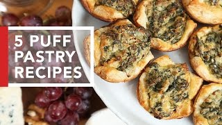 5 Puff Pastry Recipes  Quick amp Easy Appetizers [upl. by Harris]