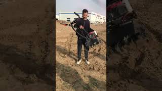 Small trenching machine plowing land cultivator rotary tiller cultivator [upl. by Prissy61]