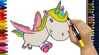 Wie zeichnet man geflügelte Pony  Ausmalen Kinder  Kindervideos  Malen und Zeichnen für Kinder [upl. by Aitnuahs810]