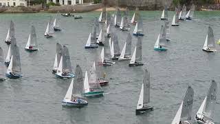 Salcombe Gin Merlin Rocket Week 2024 Tuesday Afternoon Race Start by Malcolm Mackley [upl. by Haronid]