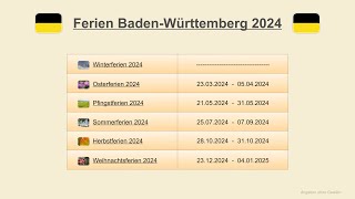 Ferien Baden Württemberg 2024 [upl. by Ad]