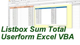 Listbox Sum Total Userform Excel VBA [upl. by Sik764]