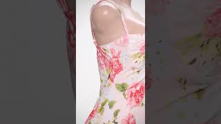 GIRLMERRY Sexy nonstretch flower batch printing sling slim slit maxi dress Wholesale AA021626 [upl. by Necila970]