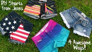 DIY Clothes 4 DIY Shorts Projects from Jeans Easy [upl. by Esined]