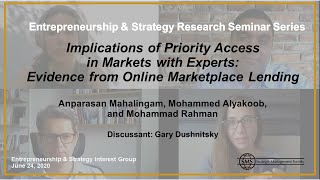 EampS Research Seminar Series Implications of Priority Access in Markets with Experts [upl. by Llevol726]