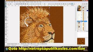 Embird Tutorials African Lion in Satin Stitch Part 2 [upl. by Hafirahs996]