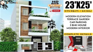 3D Home Design  23 x 25 House Plan  3bhk Home design  Interior Design  Complete Details [upl. by Neneek]