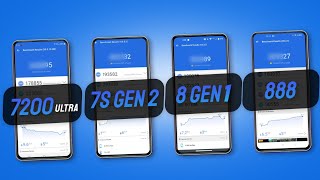 Dimensity 7200 Ultra Vs Snapdragon 7S Gen 2 Vs Snapdragon 8 Gen 1 Vs Snapdragon 888  Antutu Score [upl. by Erna]