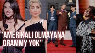 GRAMMYS 2022 İNCELEME KAZANANLAR HAKKI YENENLER VE DİĞERLERİ  BTS OLIVIA RODRIGO JON BATISTE [upl. by Shimberg]