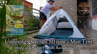 UBOXING QUECHUA MH100 2 MAN TENT  DECATHLON  REVIEW  MOUNTAIN HIKING RECREATIONAL TENT [upl. by Llerred]