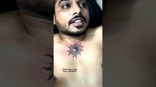 Sun tattoo on chest by artist Kartik  real tattoo  Inkman tattoo studio  Thane Mumbai 9892743017 [upl. by Dana]