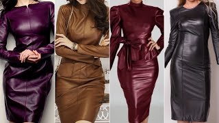 women leather sheath and bodycon dresses ideas 2023 [upl. by Aerdno538]