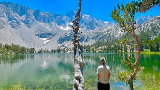 a remote California John Muir trail Lake High Sierra mountains Lunar landscape [upl. by Hcardahs]