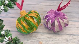 DIY Christmas Balls 🎄 DIY Christmas tree decorations made from Glitter Foam  Glitter Foam Ornaments [upl. by Merari]