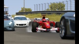 Ferrari F1 2004 Michael Schumacher vs Supercars at Zandvoort [upl. by Nodnas]