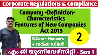 Corporate Regulations amp ComplianceCompanyDefinitionCharacteristicsFeatures of New companies Act [upl. by Chancelor]