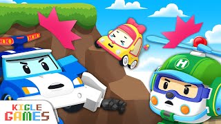 Help Hang on the edge of a Cliff  Rescue Play  Poli Game  Robocar Poli  KIGLE GAMES [upl. by Borries]