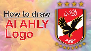 النادي الأهلي نادي القرن  How to Draw Alahly Logo  Pencil Sketch drawing [upl. by Enneicul]