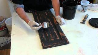 FAUX PAINTING HOW TO CREATE A BLACK RUSTIC CABINET FINISH [upl. by Ahsirkal]