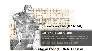 Guitar TAB  Hans Neusidler  Wascha Mesa Italian Dance  Tutorial Sheet Lesson iMn [upl. by Nospmoht210]