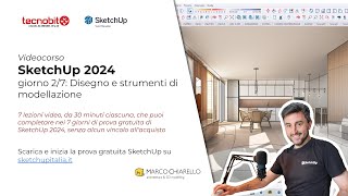 Videocorso gratuito SketchUp 2024 lezione n° 2 Disegno e strumenti di modellazione [upl. by Allebara]