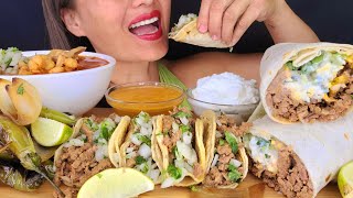 MEXICAN FOOD POZOLE BURRITO STREET TACOS ASMR MUKBANG OMAD CRUNCHY MESSY EATING NOISES BIG BITES [upl. by Miharbi906]