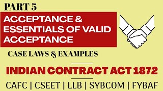 Acceptance  Essentials of Valid Acceptance  Indian Contract Act  With Examples and Caselaws [upl. by Ahsi508]