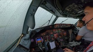 PILOTING BOEING 737800 THROUGH THE WORST WEATHER EVER  THUNDERSTORM RAIN ‼️ [upl. by Annelise]