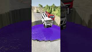 CONCRETE MIXER vs GIANT POTHOLES Shorts TruckFail RoadTripDisasters ConstructionFail [upl. by Lauzon807]