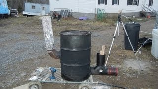 Building 6quot stove pipe rocket stove heater 55 gallon drum version part 2 [upl. by Crowe]